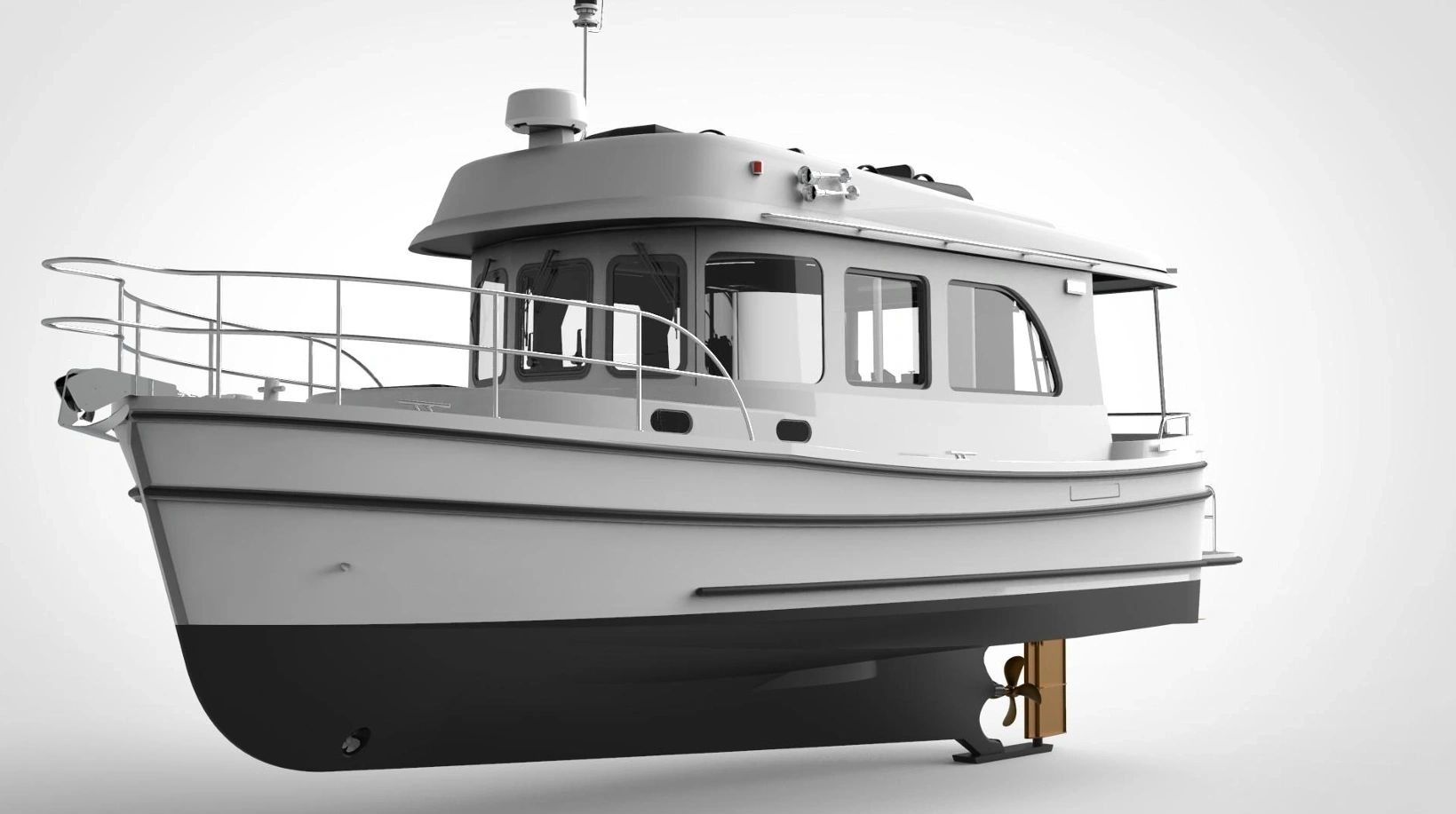 CJS Marine CH-SEDAN31 – Exterior CJS Marine CH-SEDAN31 31ft fiberglass sedan yacht exterior rendering