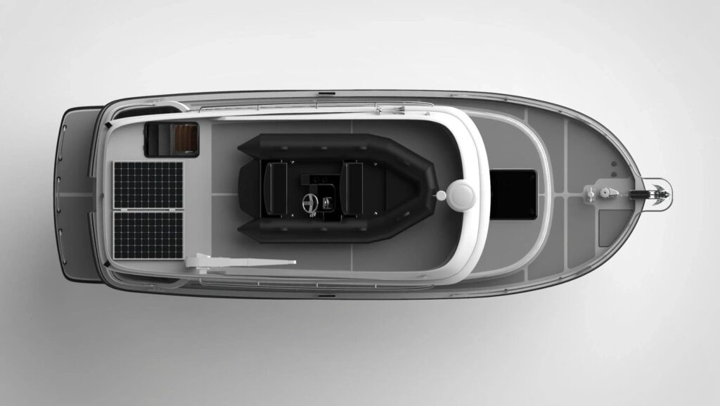 CJS Marine CH-SEDAN31 – Top View CJS Marine CH-SEDAN31 upper deck and roof layout rendering